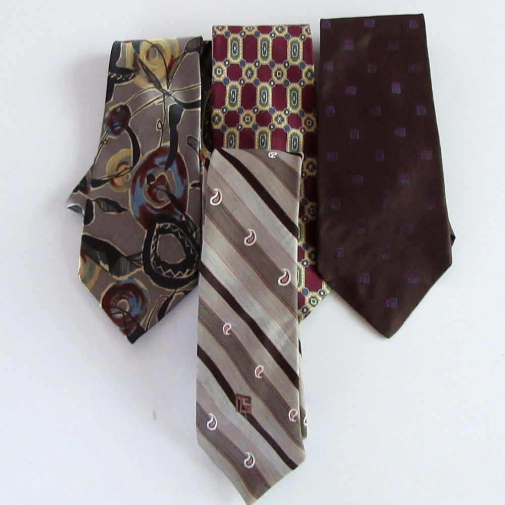 Necktie lot (4) Tommy Hilfiger, Calvin Klein, Balmain, Gold Tower